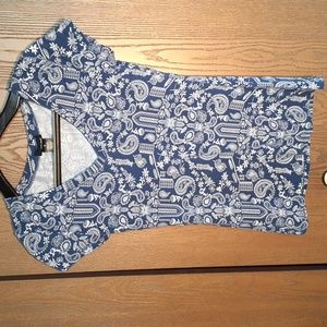 Wet Seal womens cute boho top with blue and white paisly design size Med…